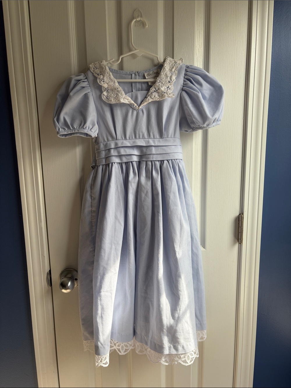 Rare Editions Girl's Vintage Puff Sleeve Dress Lace Collar Size 8